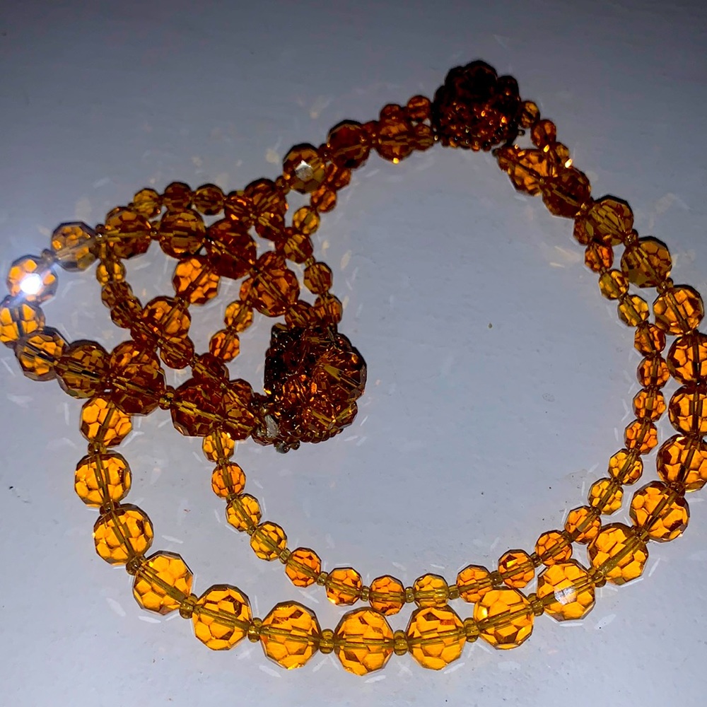 Vintage Amber colored Austrian crystal set c1950’s